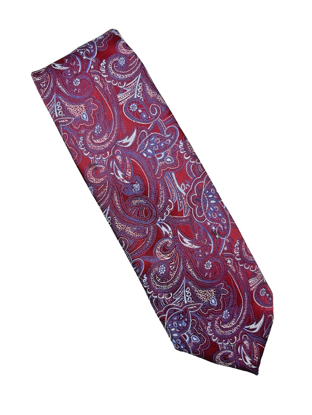 TWT  Tie Paisley Narrow Tie Maroon Long Retro 3" X 62" Polyester  T109
